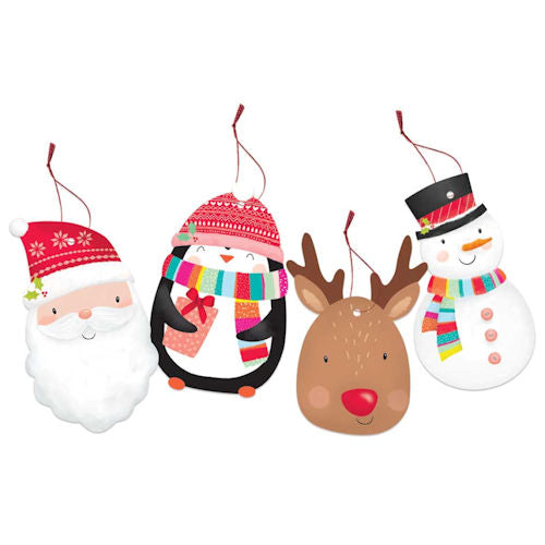Christmas Cute Tip On Gift Tags - 12 Pack Festive Holiday Present Wrapping Decoration