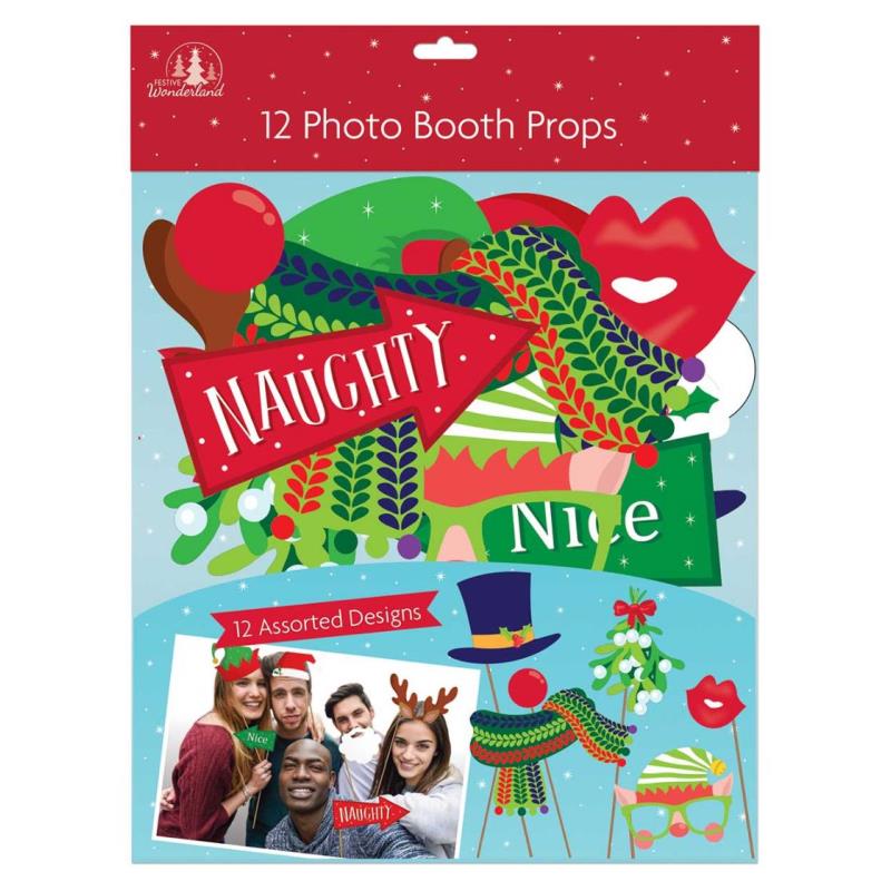 Large Christmas Photo Booth Props - Fun Party Accessories Festive Celebration Decorations Assorted Designs
