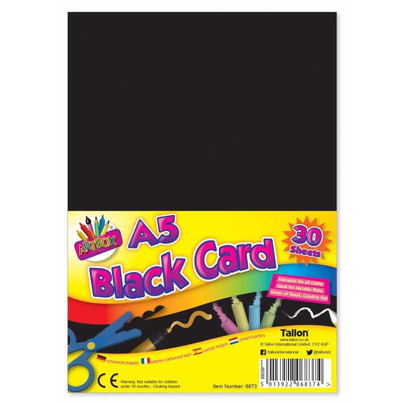 A5 Black Activity Card - 30 Sheets Craft Supplies Art Projects School Stationery