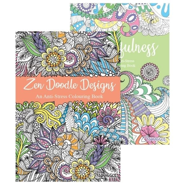 A4 Zen Doodle/Mindfulness Colouring Book - Assorted Intricate Relaxation Focus High Quality Stress Relief
