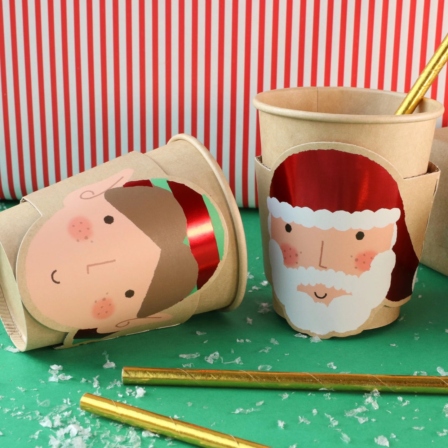 10 Santa & Elf Christmas 9oz Paper Cups