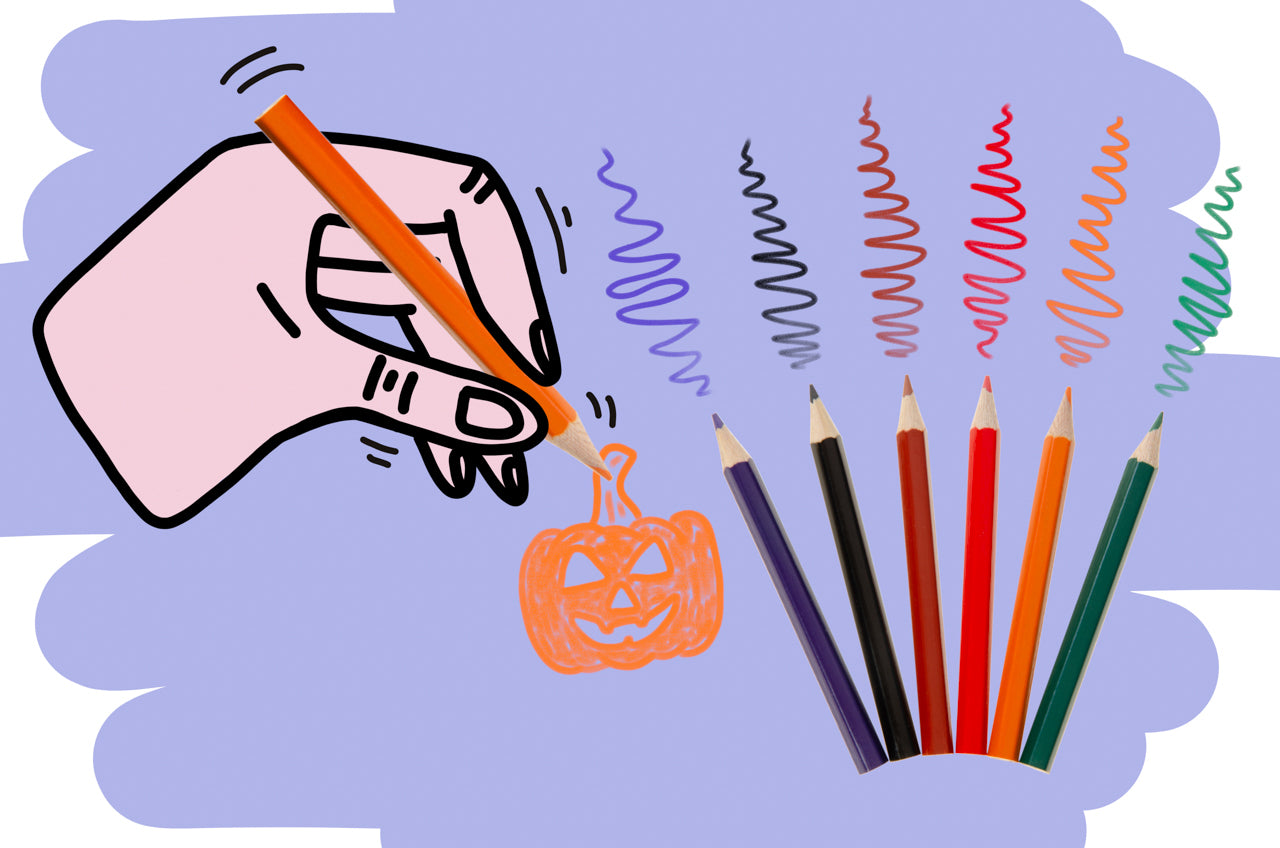 6 Halloween Halfsize Colouring Pencils