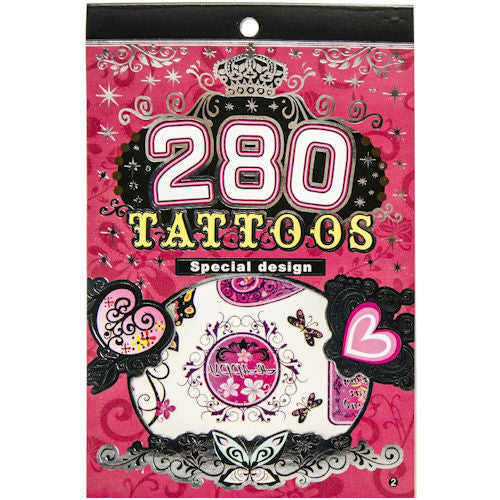 280 Tattoos - Girls Assorted Temporary Tattoo Designs Fun Easy to Apply Party Bag Filler