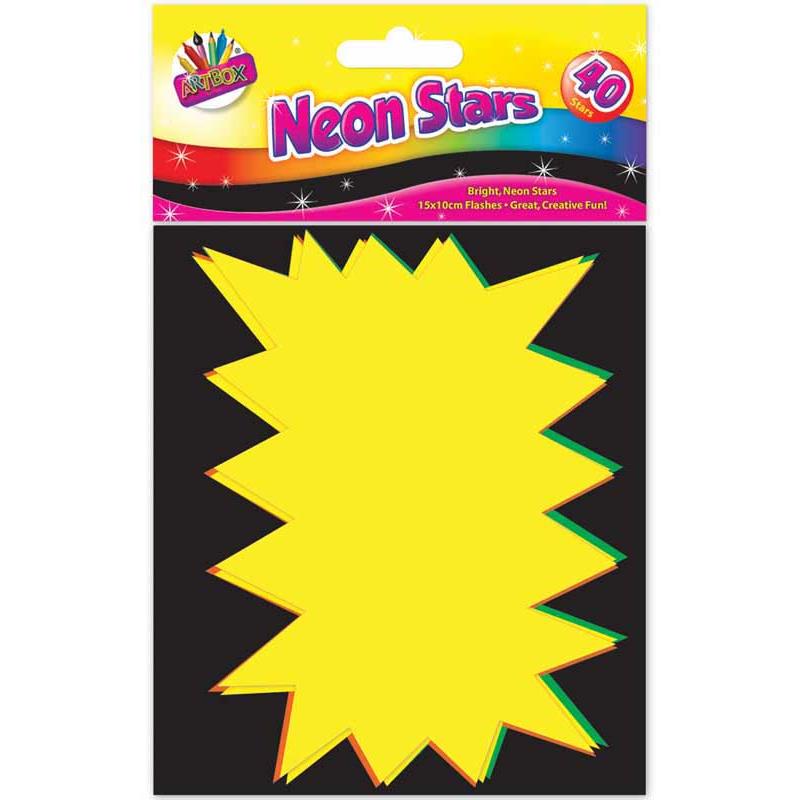 Fluorescent Flashes - 40 Pack 15cm x 10cm Neon Colourful Cardboard Flashcards