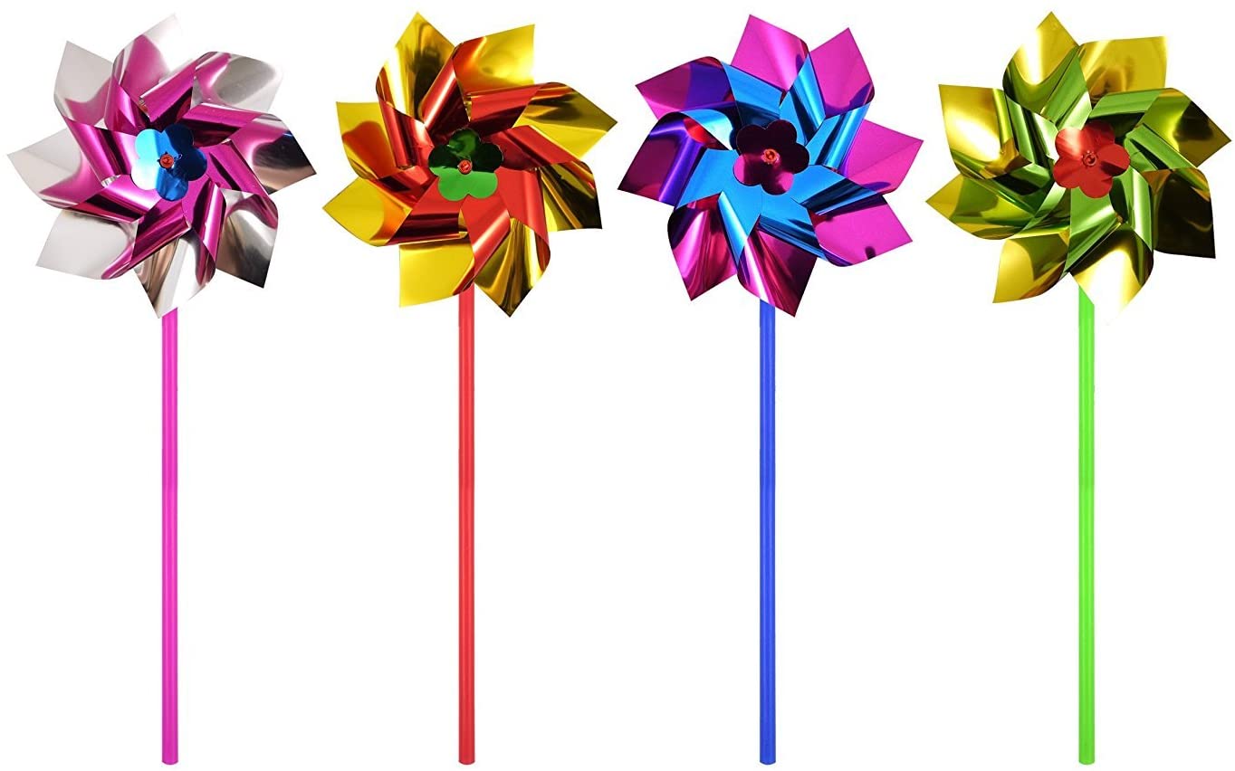 10 Large Foil Windmills