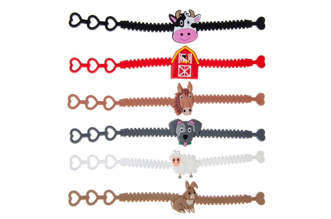 6 Adjustable Farm Rubber Bracelets