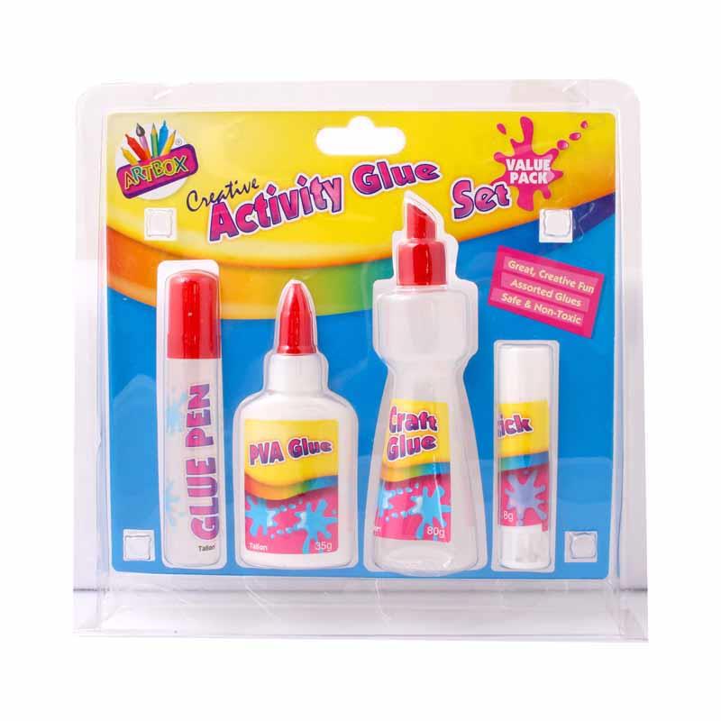 Value Glue Set - 4 Piece PVA Glue Pen Stick Crafts Adhesive Supplies