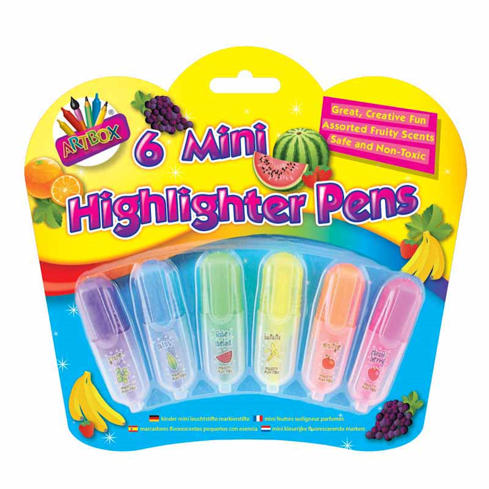 Multicoloured Scented Mini Highlighter Pens - 6 Pack Assorted Smelly Colours
