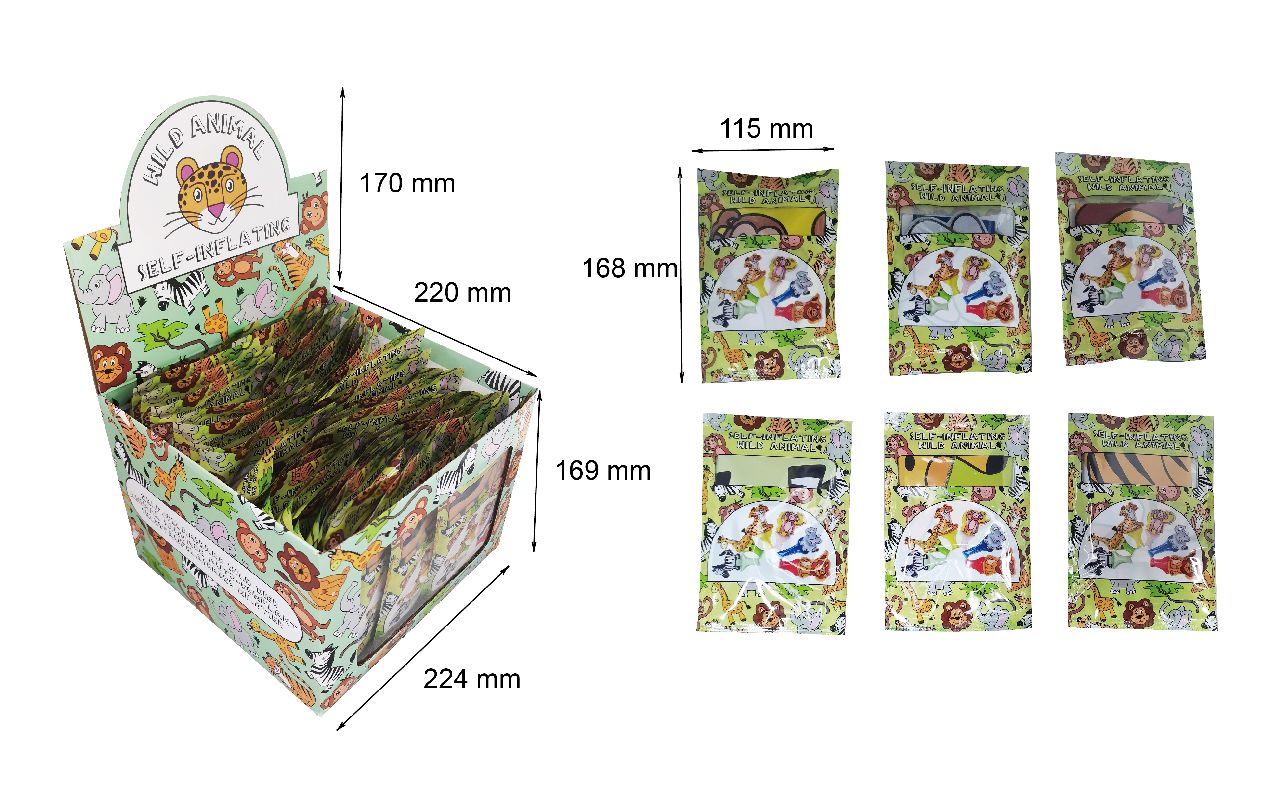 6 Wild Animal Self-Inflating Handheld Balloons
