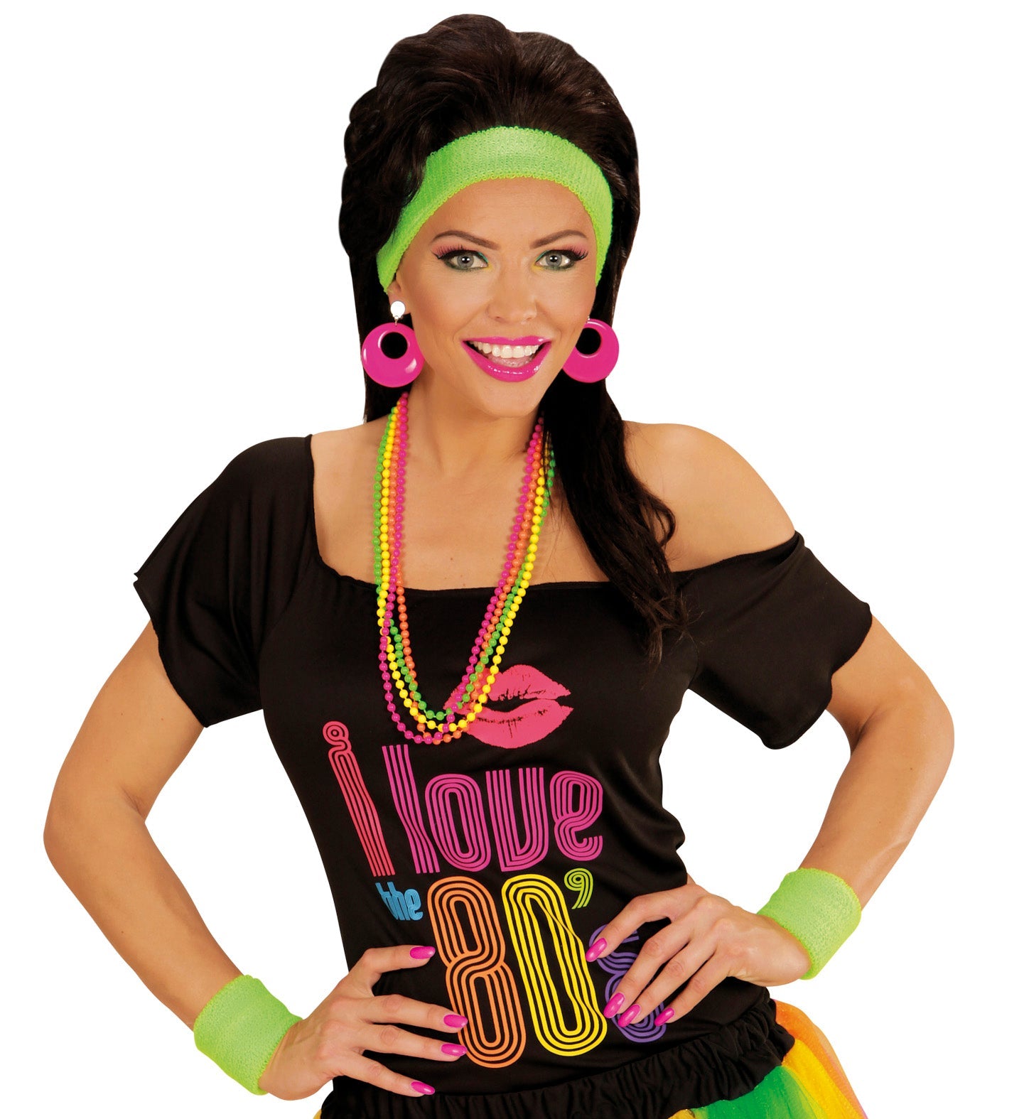 Neon Green Sweatbands Set (Headband and 2 Wristbands)