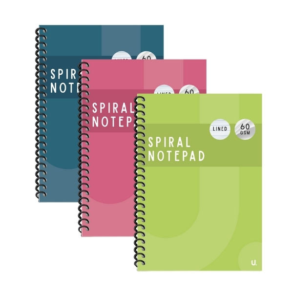 A5 Spiral Notebook - Assorted Colours Lined Pages Durable Cover Writing Notepad