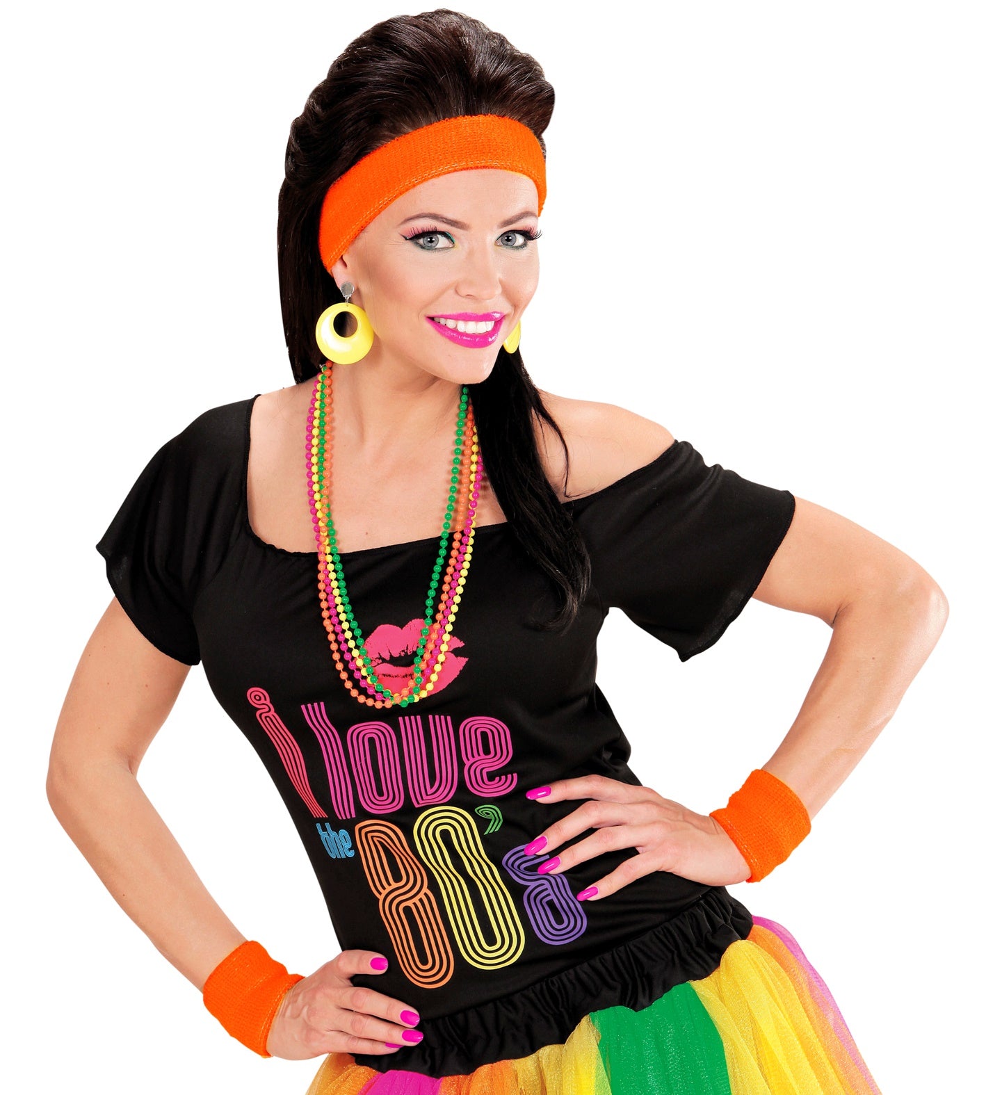 Neon Orange Sweatbands Set (Headband and 2 Wristbands)