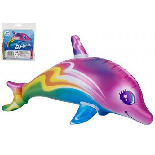 Inflatable Rainbow Dolphin - Colourful Pool Summer Beach Accessory Kids