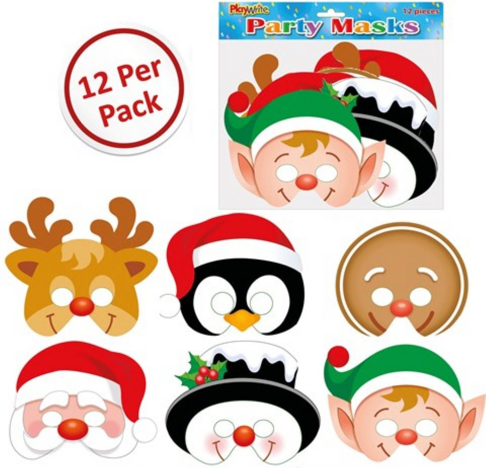 12 Cardboard Christmas Masks