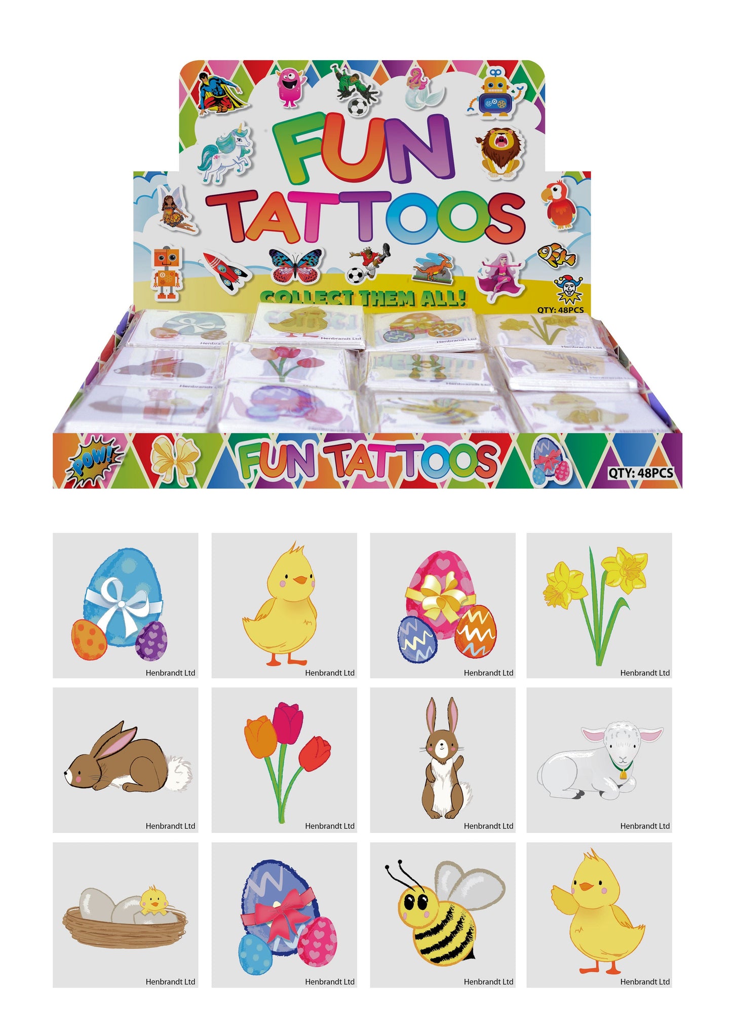 72 Easter Temporary Tattoos