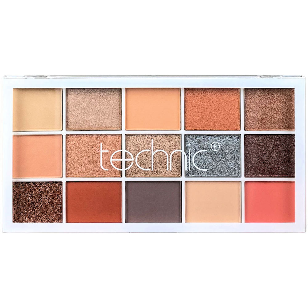 Technic Cosmetics 15 Colour Pressed Pigment Eyeshadow Palette Y2K - Makeup Beauty Glamour Vibrant Shades Palette