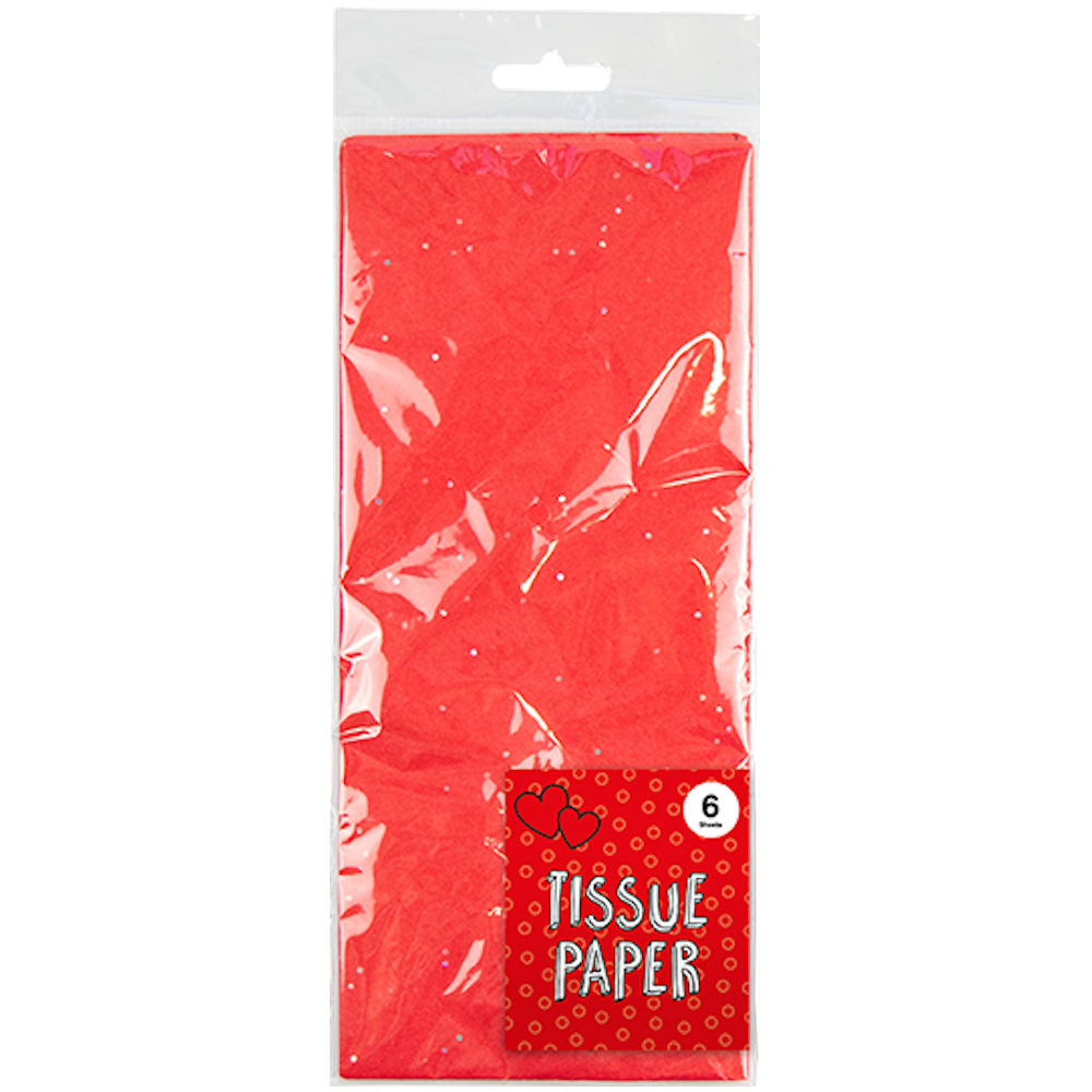 Red Glitter Tissue Paper 6 Sheets - Sparkling Wrapping Paper for Festive Gifts