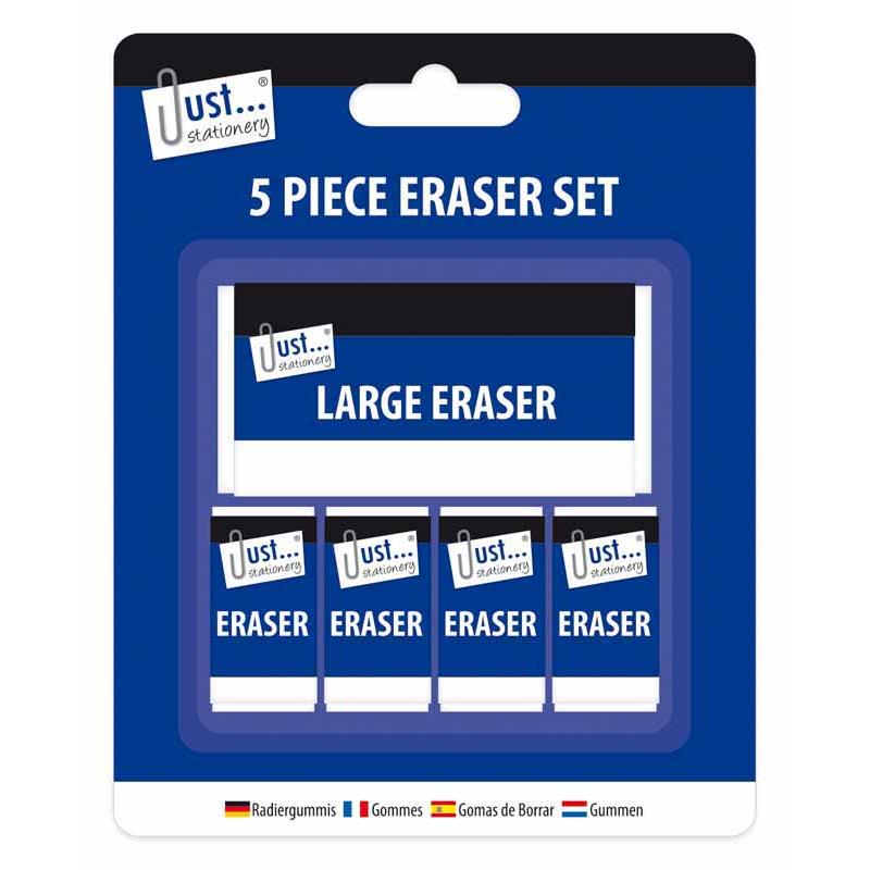 White Erasers - 5 Pack Rubber Pencil Erasers School Office Stationery