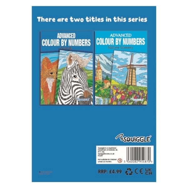 A4 Animals Nature Advanced Colour by Numbers Book - Assorted Animals Nature Scenes Artistic Fun High Quality Paper Relaxing Art Therapy
