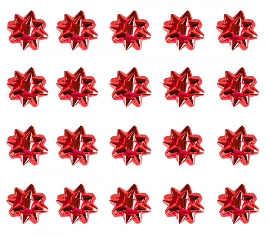 20 Medium Red Foil Bows
