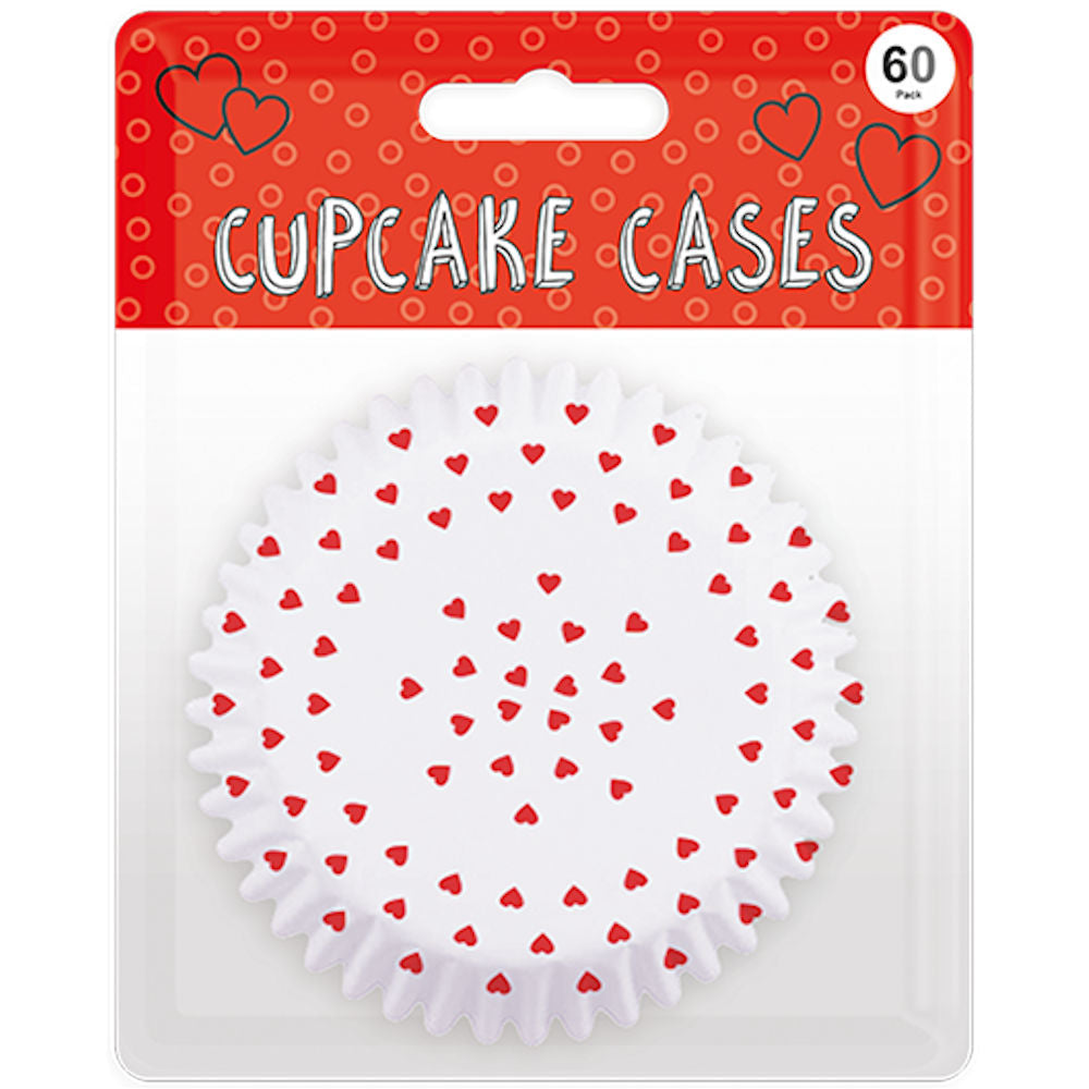 Valentine's Printed Cupcake Cases - 60 Pack Decorative Baking Muffin Accessories