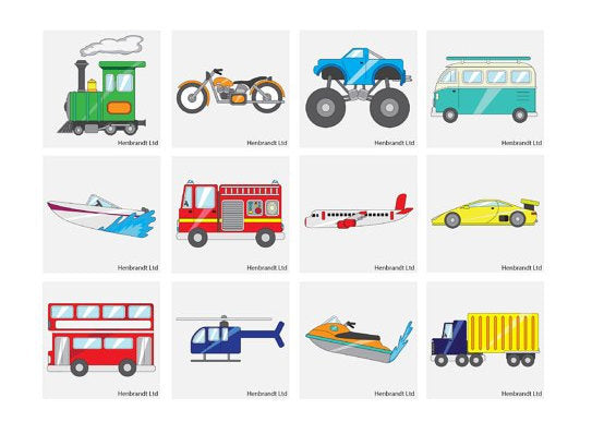 12 Transport Temporary Tattoos