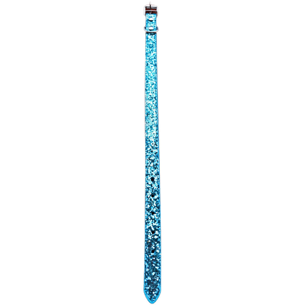 Glitter Dog Collar Small Blue - Adjustable Sparkly Durable Pet Accessory