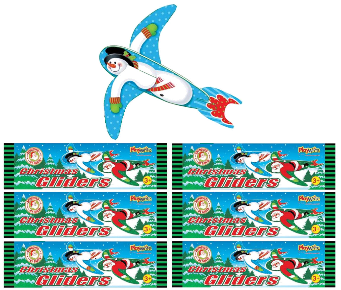6 Santa & Snowmen Christmas Gliders