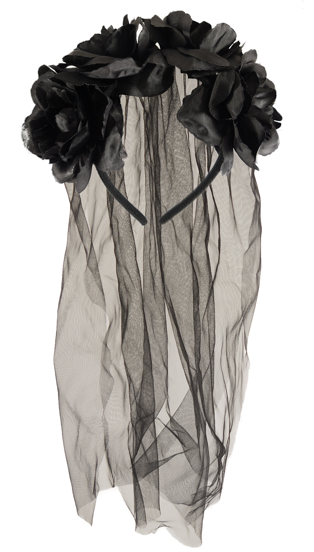 Black Flower Headband With Veil