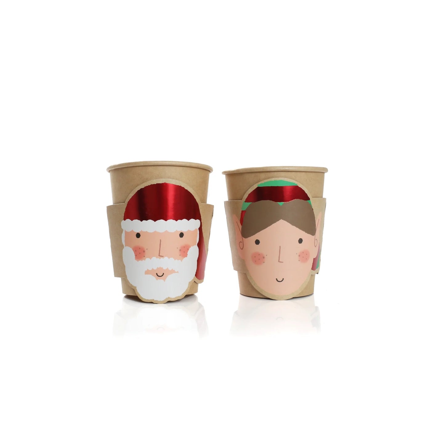 10 Santa & Elf Christmas 9oz Paper Cups