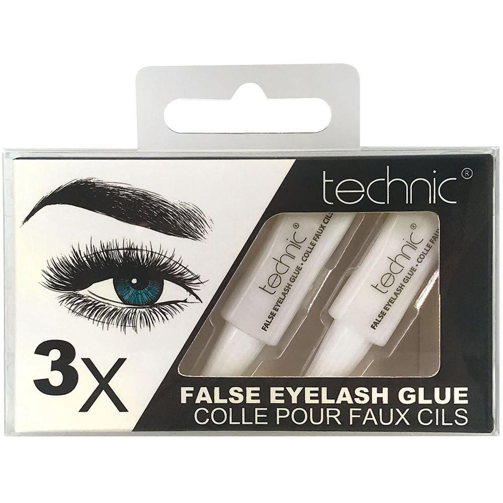 Technic Cosmetics False Eyelash Glue Clear 3 Pack - Strong Adhesive Easy Application Long-Lasting Hold