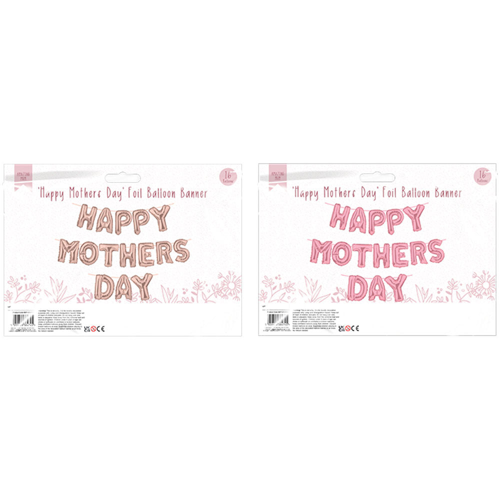 Happy Mothers Day Foil Balloon Banner - Assorted