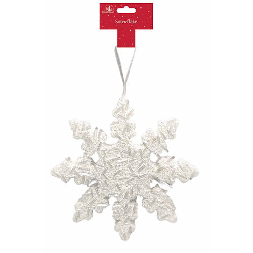 Christmas Tree Decoration - Hanging Snowflake Festive Holiday Ornament Sparkly Winter Decor