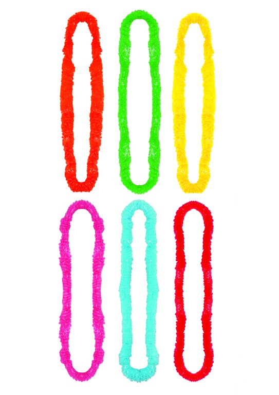 6 Hawaiian Plastic Luau Leis