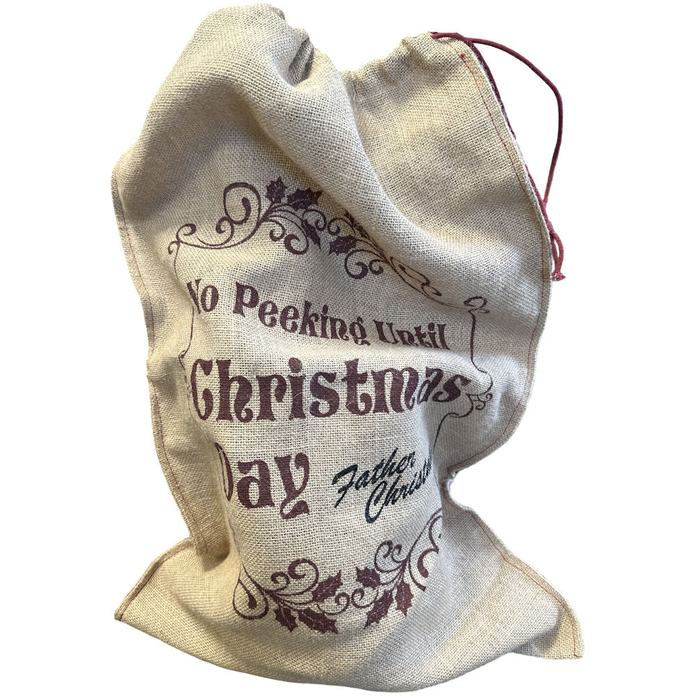 No Peeking Until Christmas Hessian Sack