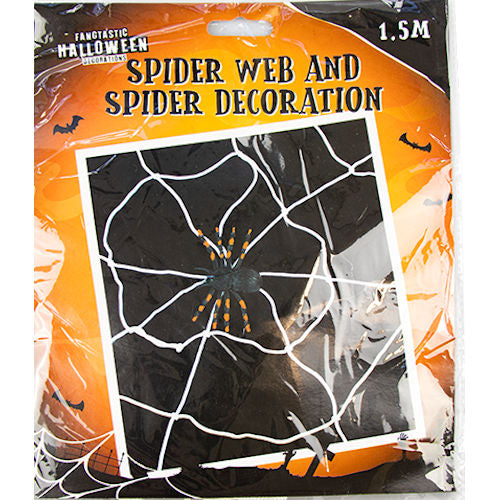 Halloween Spider Web & Spider - 1.5m Festive Holiday Party Decoration Spooky Haunted House