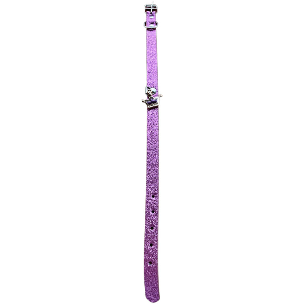 Glitter Dog Collar With Crown Purple - Adjustable Sparkly Durable Pet Accessory