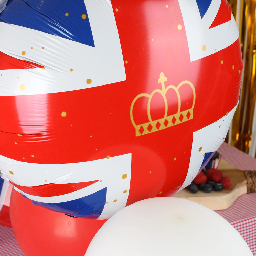 Round Foil Balloon With Crown 18" - Royal Theme Party Decoration Regal Celebration Event Décor