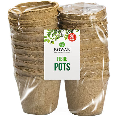 Fibre Pots - 20 Pack Biodegradable Plant Seedling Nursery Containers Eco-Friendly