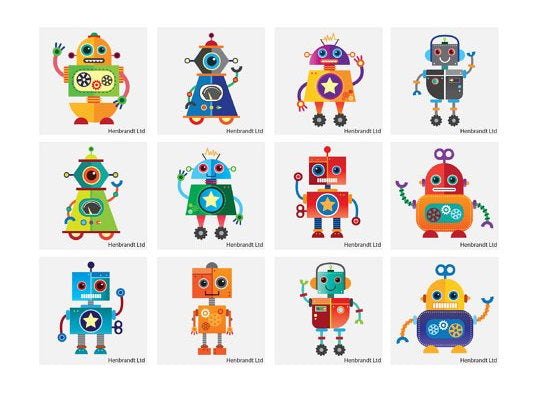 72 Robot Temporary Tattoos