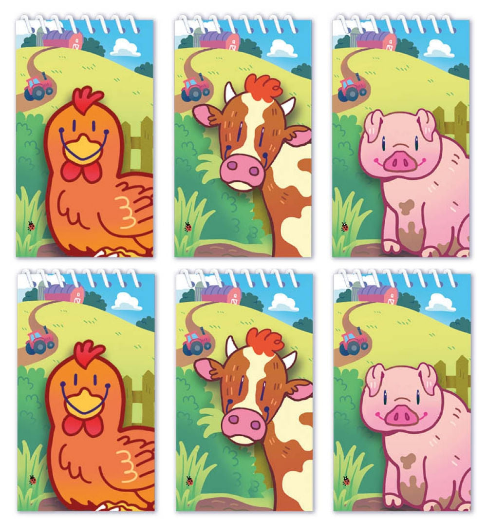 6 Mini Farm Spiral Notebooks