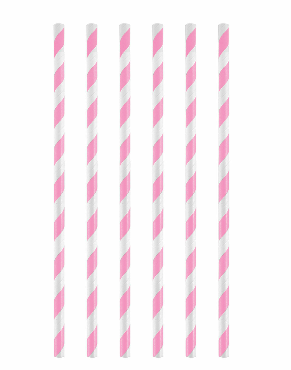 12 Pink Stripe Paper Straws