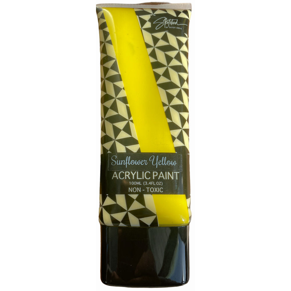 Ditzy Doll Acrylic Paint Sunflower Yellow 100ml - High-Quality Pigmented Paint for Art and Craft Projects