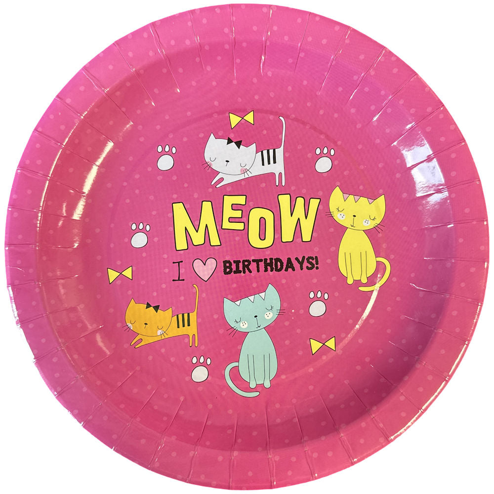 16 Pack Meow I Love Birthdays 9" Paper Plates