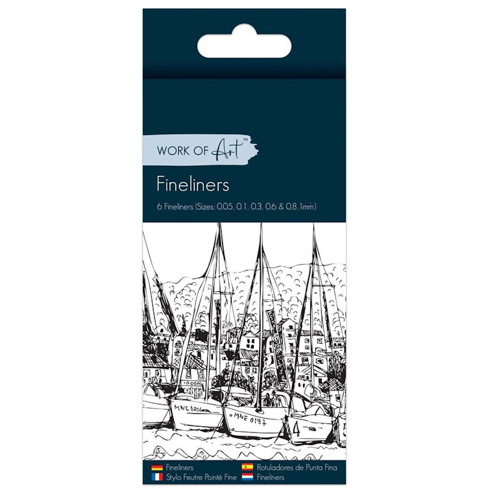 Fineliners - 6 Pack Assorted Colour Fineliner Pens Drawing Art Supplies