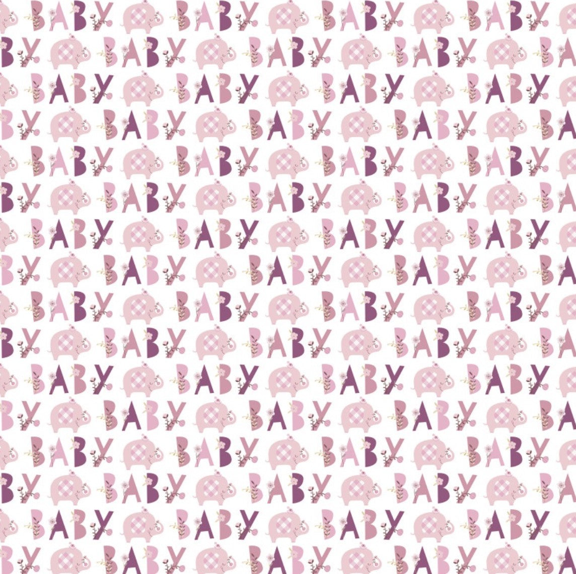 Pink Elephant Gift Wrap Roll 30" x 5ft