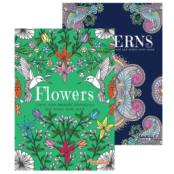 A4 Flowers & Patterns Adult Colouring Book - Assorted Intricate Designs Relaxing Art Therapy High Quality Paper Tranquil