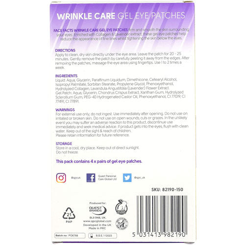Face Facts Wrinkle Care Gel Eye Patches - Skincare Beauty Treatment