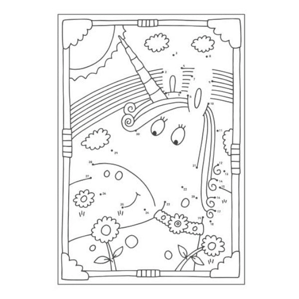 A4 Mermaid/Unicorns Dot-to-Dot Colouring Book - Assorted Magical Challenges Enchanting Colouring High Quality
