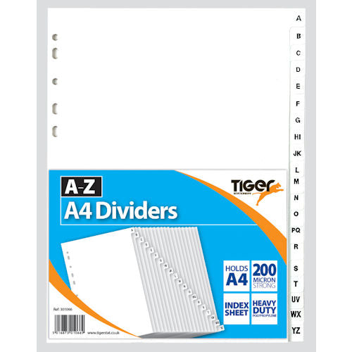A4 A-Z PP Dividers - Alphabetical Index Organiser Notebook Office Supplies